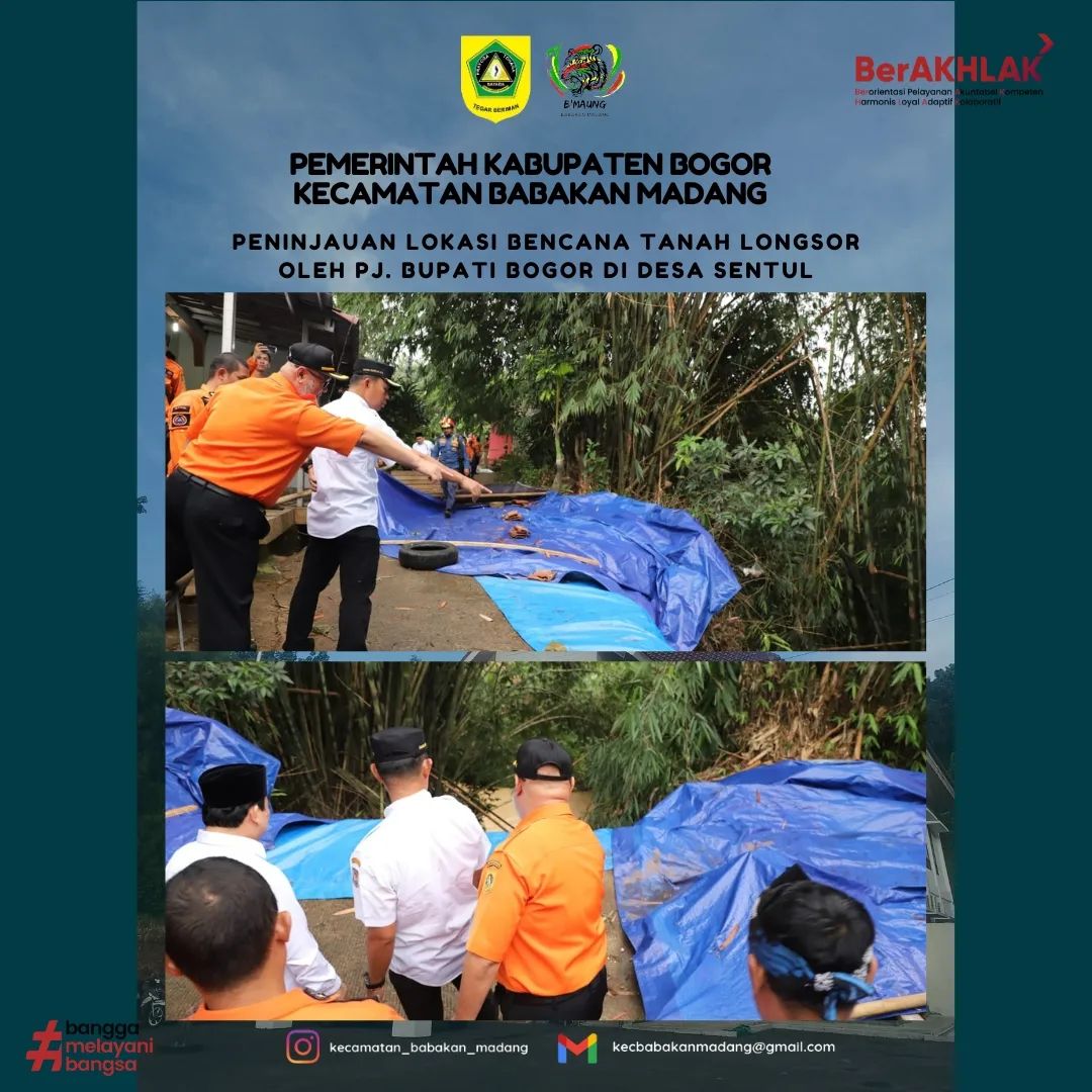 Pj. Bupati Bogor Tinjau Langsung Lokasi Longsor di Babakan Madang Sekaligus Serahkan Bantuan Kepada Para Korban Terdampak Bencana
